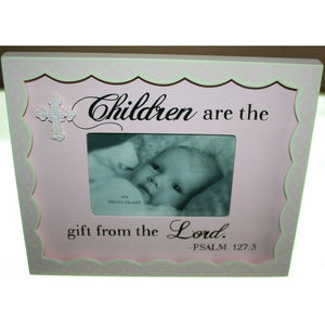 Picture Frame "Children are the gift from the Lord" Psalm 127:3 Pink New